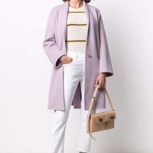 Vince Wool Collarless Coat in Lily Stone NWT